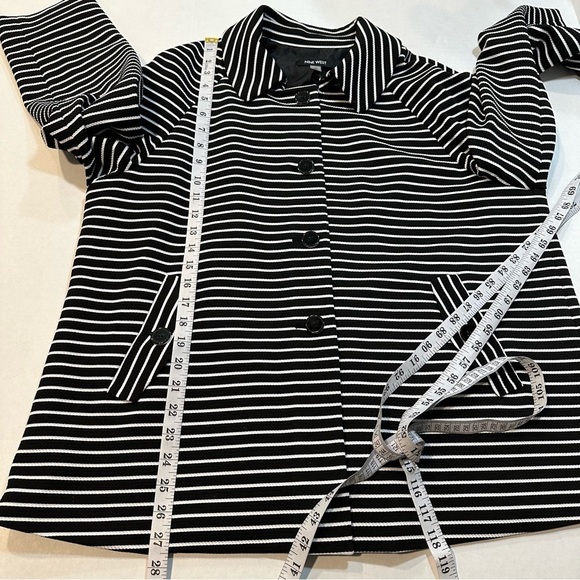 Nine West Women's Black & White Striped Jacket Size 14 Coat Cape [B35#71] - Picture 7 of 12
